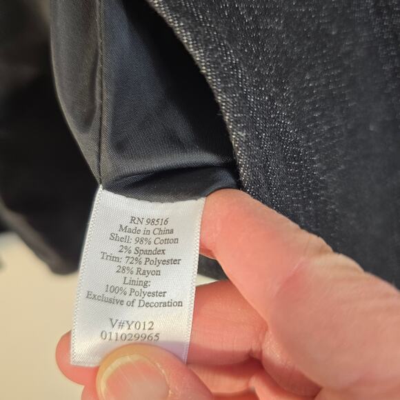 Coldwater Creek Jacket Women's 16 Black Denim Multicolored Embellished Artsy - Picture 6 of 15